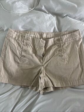 LOFT Tan Button-Front khaki Shorts